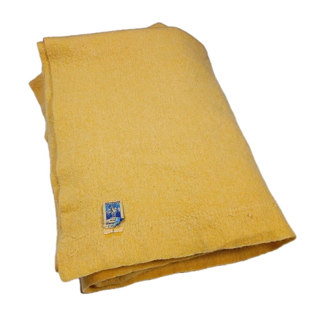 Vintage Kenwood Wool Products Yellow Blanket Full/Double Craig
